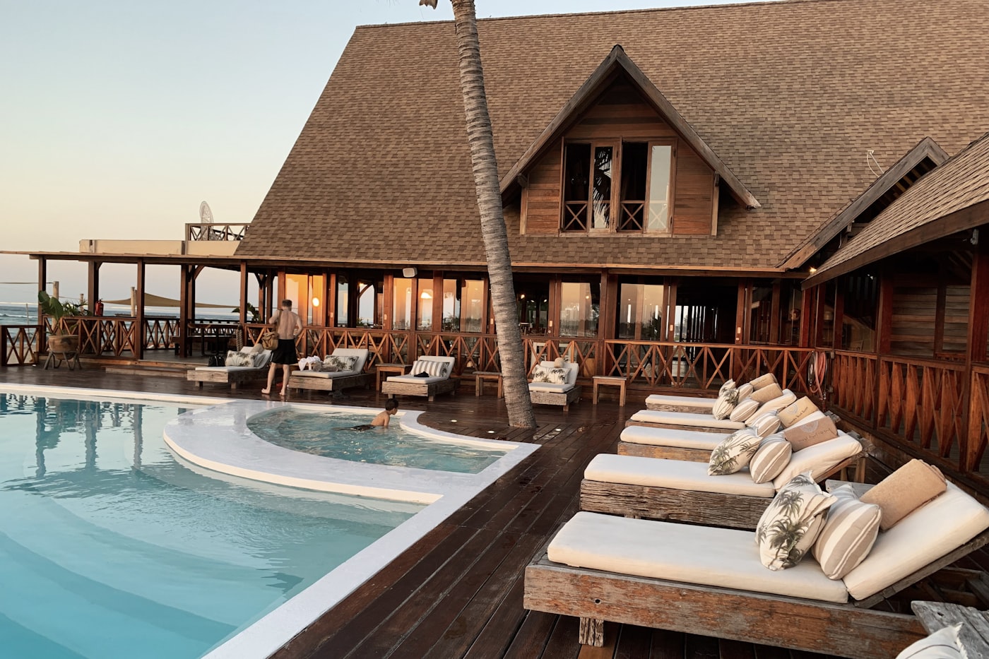 Poolside at dusk